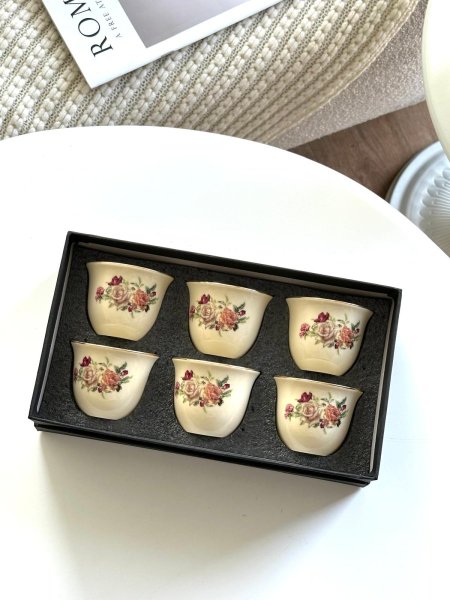 طقم فناجين ساده/6 بورسلان مورد انجليزي مذهب