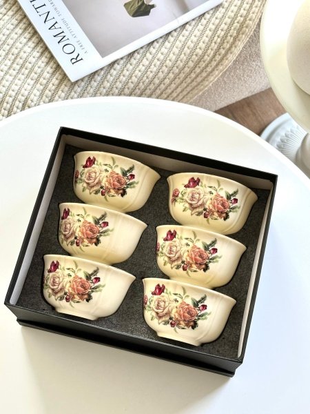 طقم صحون مكسرات مجور/6 بورسلان مورد انجليزي مذهب