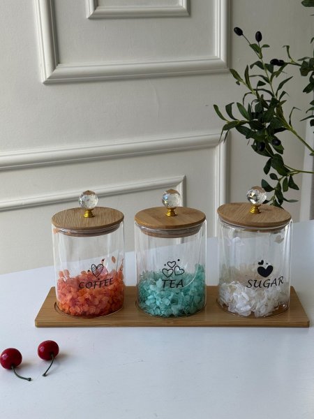 طقم سكريات دبل جلاس/3 قاعده بامبو