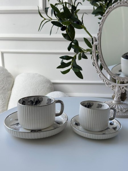 طقم فناجين محزز مورد6+6