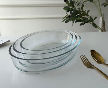 طقم بايركس 3 قطع بيضاوي