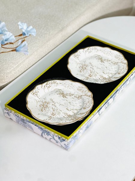 طقم 6 صحون كيك صفح ملوكي نقشه ذهبي