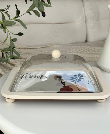 مضيفه خشب غطا اكرلك (38*27سم)