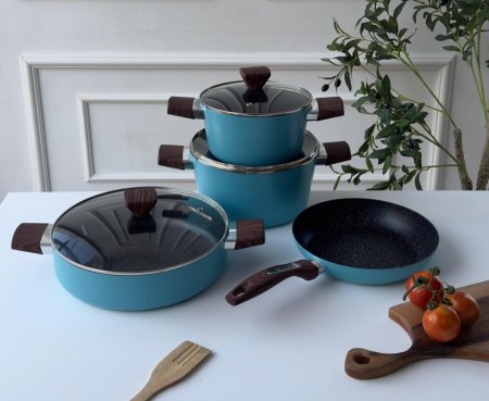 طقم طناجر 3 قطع تركواز