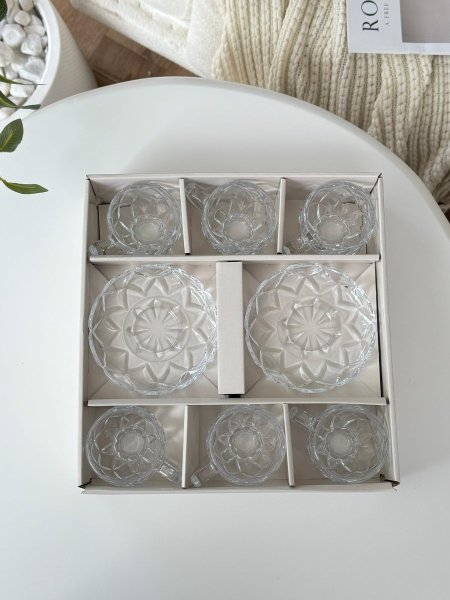 فناجين قهوه شفاف 6+6