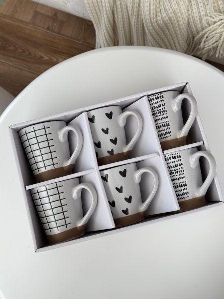 طقم 6 مج بورسلان ابيض