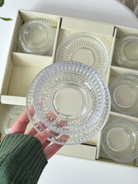 6 صحون مكسرات + 6 صحون سفح محزز مبزر