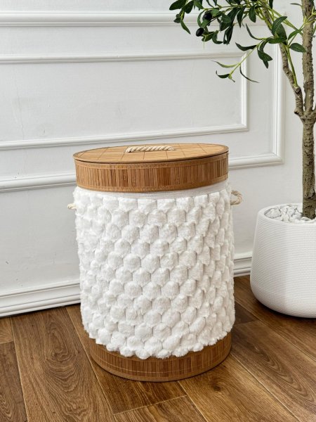 سله غسيل قماش مدور