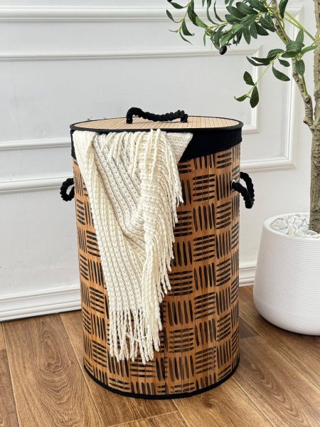 سله غسل قماش مع غطا مدور (40*60سم)