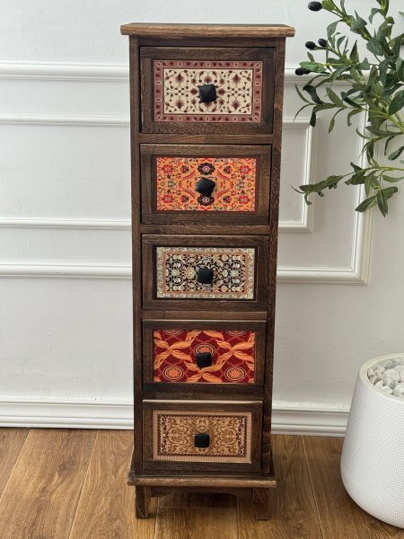 كومودين مغربي 5 جوارير (98*30)سم <br> <span class='text-color-warm'>نفذت الكمية (Sold Out)</span>