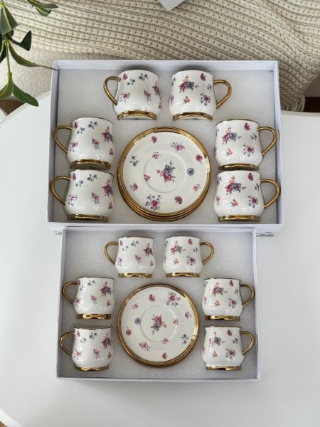 طقم فناجين مورد مذهب 6+6