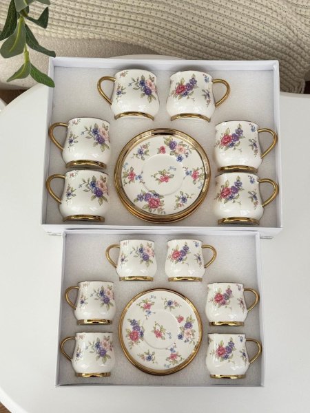 طقم فناجين مورد مذهب 6+6