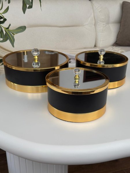 طقم مضايف معدن غطا زجاج مراه (17*20*25سم)