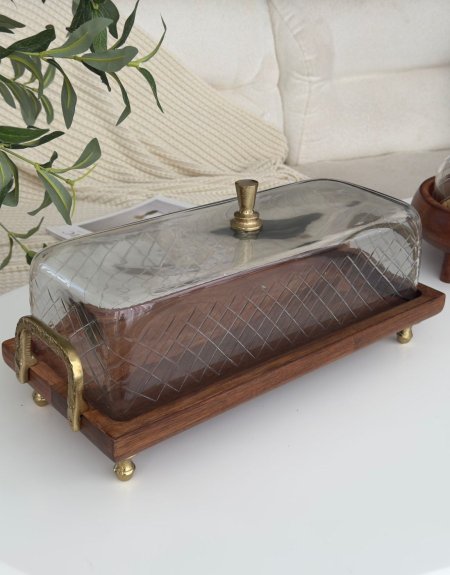 مضيفه مستطيل غطا زجاج هندي (44*19*21سم)