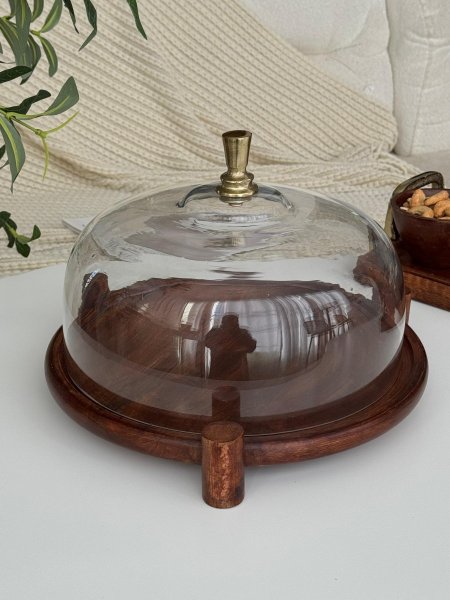 مضيفه مدور غطا زجاج هندي (32*22سم)