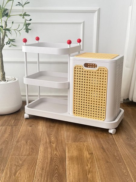 سلة غسيل + 3 رف متعددة الاستخدامات (77*35*65)سم