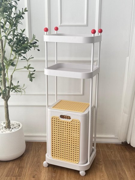 سلة غسيل + 2 رف متعددة الاستخدامات (39*35*118)سم