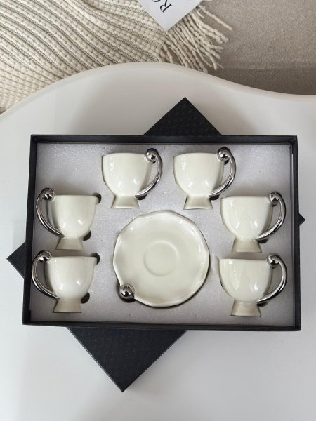 فناجين قهوه بورسلان يد ديكور  6+6