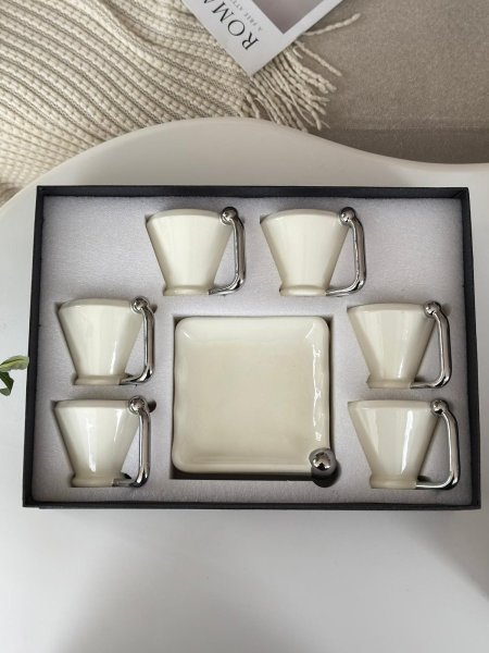 كاسات شاي بورسلان يد ديكور 6+6