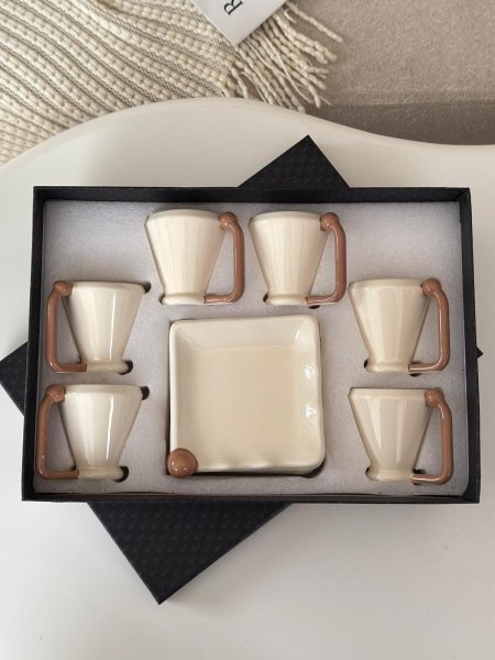 فناجين قهوه بورسلان يد ديكور  6+6