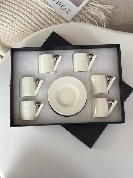 فناجين قهوه بورسلان يد ديكور  6+6