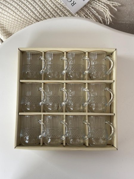 طقم ماج مضلع زجاج محزز حز مذهب / 12