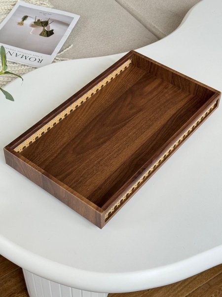 صينيه مفرده خشب بني محروق (48*31سم)