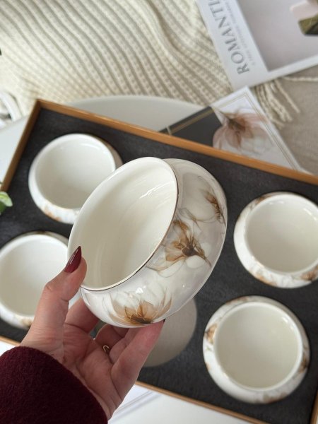 صحون مكسرات بورسلان مورد مذهب (5 إنش)