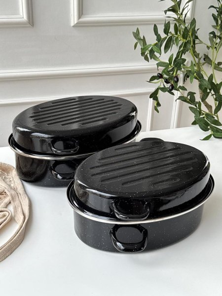 طنجره دجاج جرانيت بيضاوي (38*27+34*24سم)