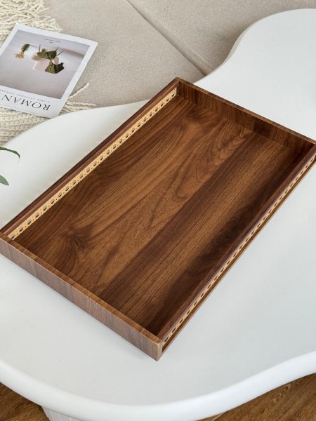 صينيه مفرده خشب بني محروق (42*25سم)