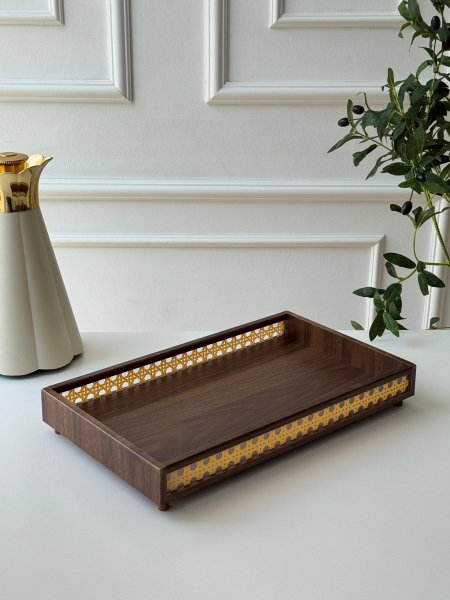 صينيه مفرده خشب بني محروق (42*25سم)