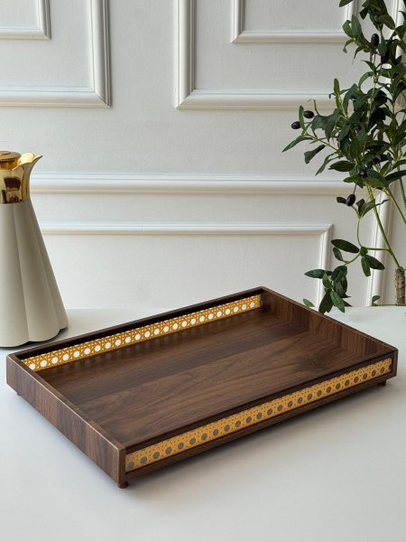 صينيه مفرده خشب بني محروق (48*31سم)