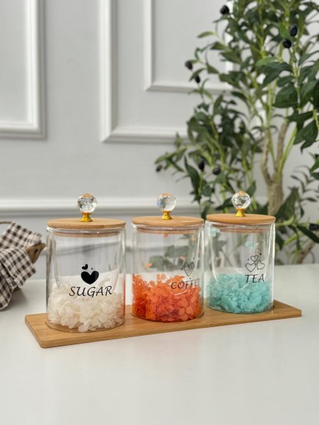 طقم سكريات دبل جلاس/3 قاعده بامبو