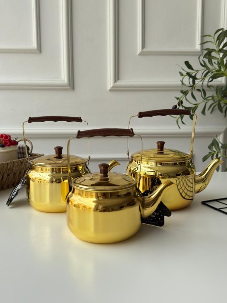 ابريق شاي ستانلس ذهبي