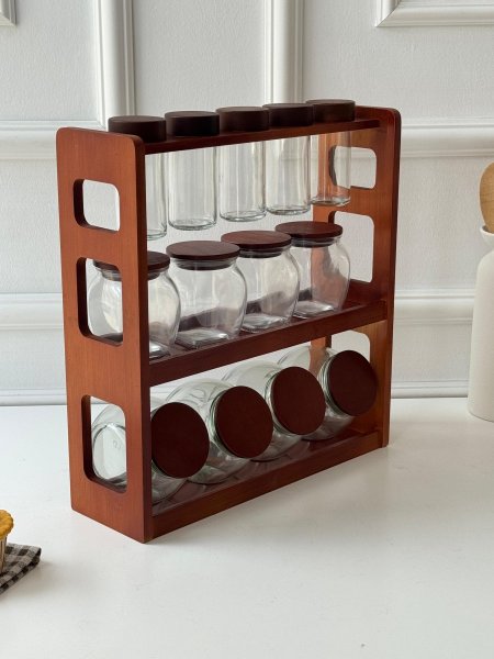 طقم سكريات 13 قطعه + ستاند خشب (33*35سم)