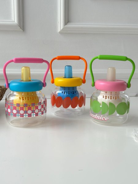 ابريق زجاج + مصفاه + مصاصه يد سيليكون / موهيتو (20*10سم)