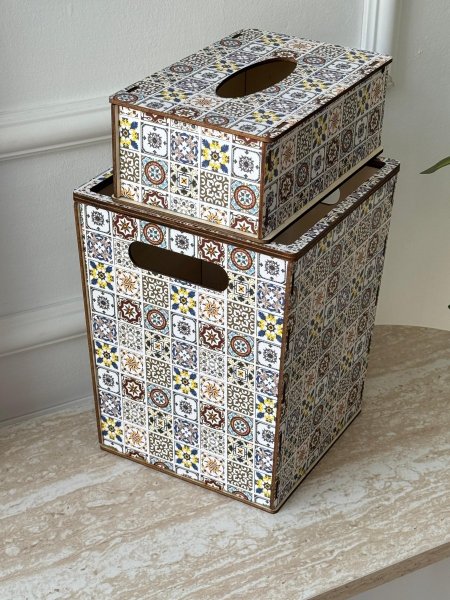 سطل + علبه محارم مغربي  (25*20سم)