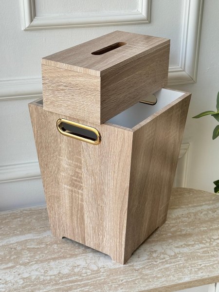 سطل + علبه محارم خشب (29*22سم)