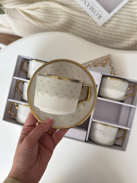 طقم كاسات شاي بورسلان 6+6