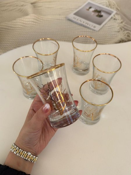 طقم كاسات شراب تركي مشجر /6