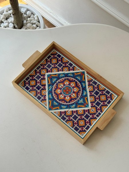 صينيه بامبو مغربي وجه سيراميك(36*22*3.5 سم)