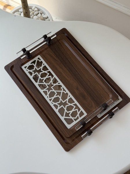 طقم صواني خشب واكرلك (34*24 + 40*30 سم)