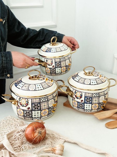 طقم طناجر توتيا/3 يد ستانلس ذهبي <br> <span class='text-color-warm'>نفذت الكمية (Sold Out)</span>