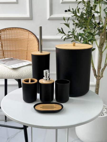 طقم حمام6قطع غطاء بامبو