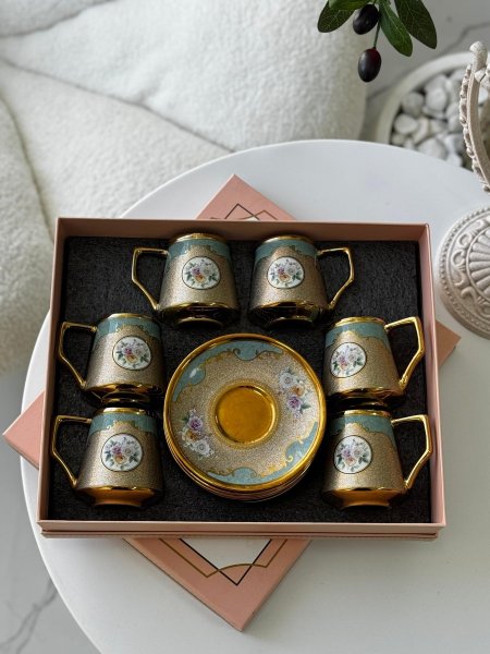 طقم فناجين قهوه مزاج بورسلان6+6