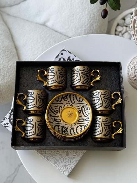 طقم فناجين قهوه مزاج بورسلان6+6