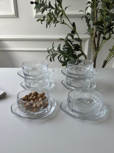 صحون مكسرات شفاف مضلع/6+6