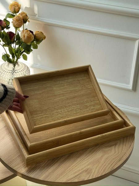 طقم صواني خشب 3 قطع