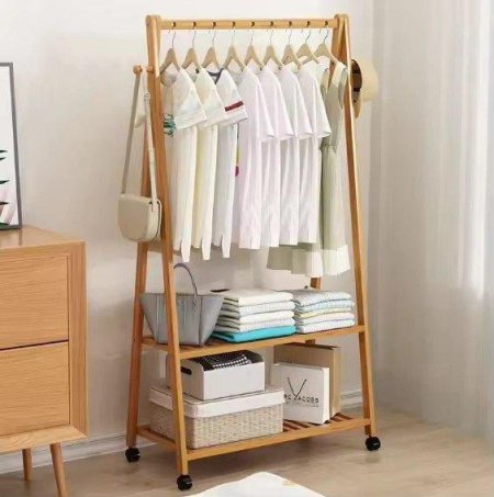 ستاند علاقه ملابس بامبو+رفوف احذيه