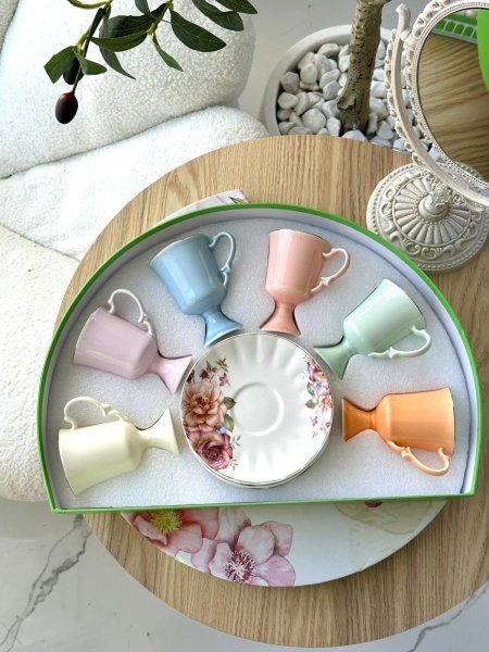 فناجين قهوه 6+6 مورد بورسلان